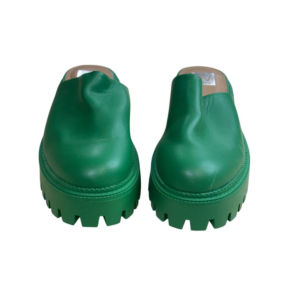 Dolce Vita Chunky Green Leather Slide Sandals
